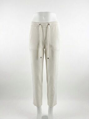 NEW ON WEBSITE! Marc Cain Cream Linen Blend Drawstring Tapered Pants Small